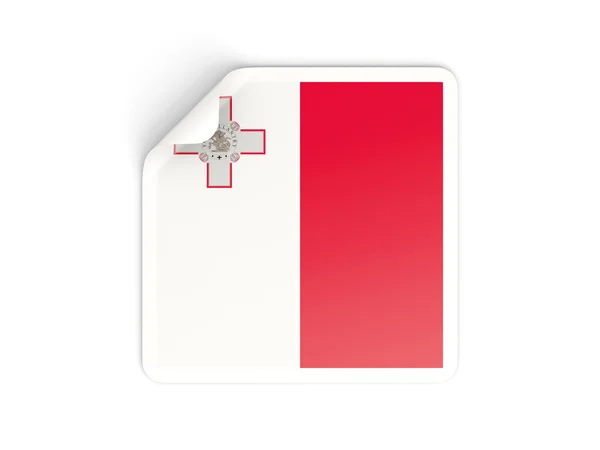Adesivo quadrato con bandiera di malta — Foto Stock