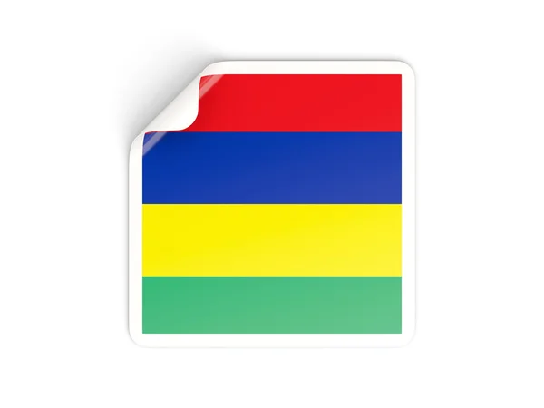 Fyrkantiga klistermärke med flagga mauritius — Stockfoto