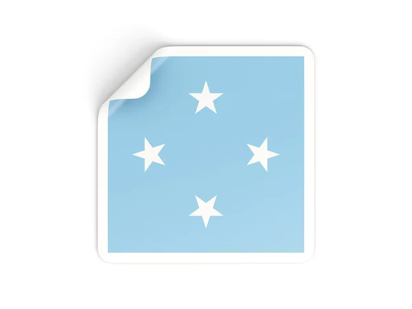 Fyrkantiga klistermärke med flagga Mikronesien — Stockfoto