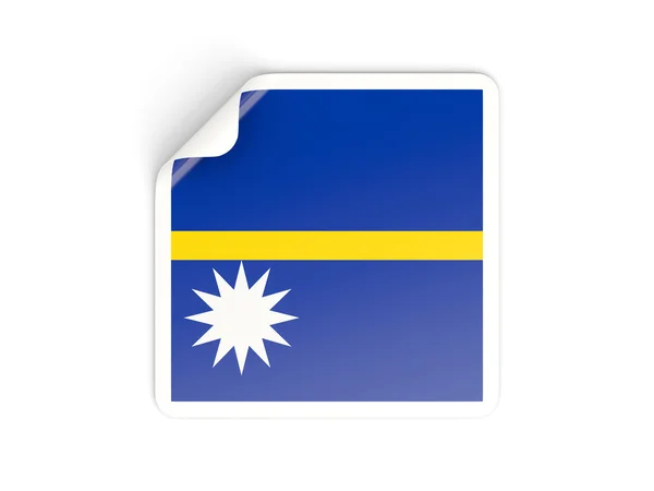 Fyrkantiga klistermärke med flagga Nauru — Stockfoto
