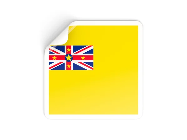 Square sticker with flag of niue — Stock Photo, Image