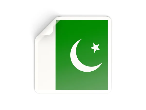 Square sticker with flag of pakistan — Stock Photo, Image