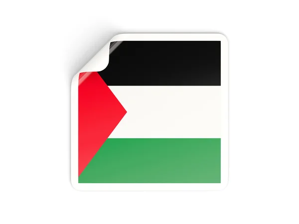 Etiqueta quadrada com bandeira de território palestino — Fotografia de Stock