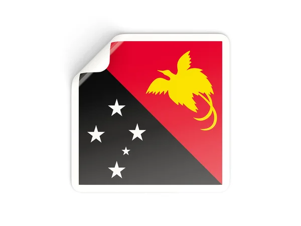 Square sticker with flag of papua new guinea — Stock Photo, Image