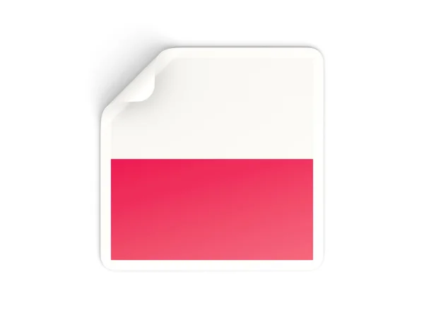 Etiqueta quadrada com bandeira de polônia — Fotografia de Stock