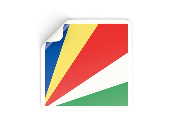 Pegatina cuadrada con bandera de seychelles — Foto de Stock