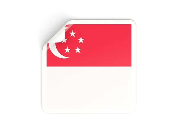 Stiker persegi dengan bendera singapore — Stok Foto