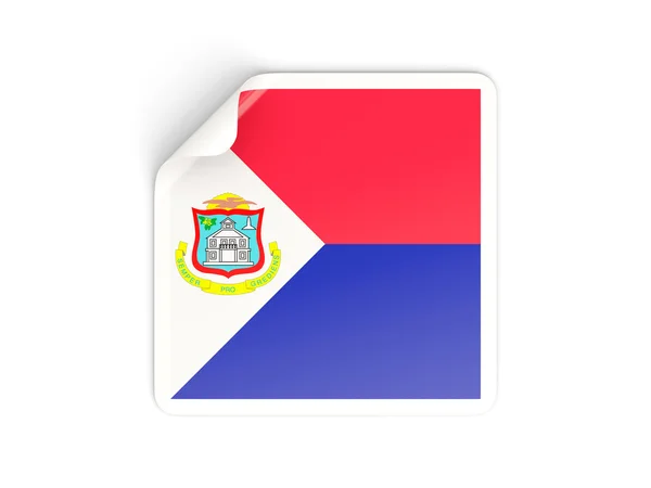 Sint maarten bayrağı ile kare etiket — Stok fotoğraf