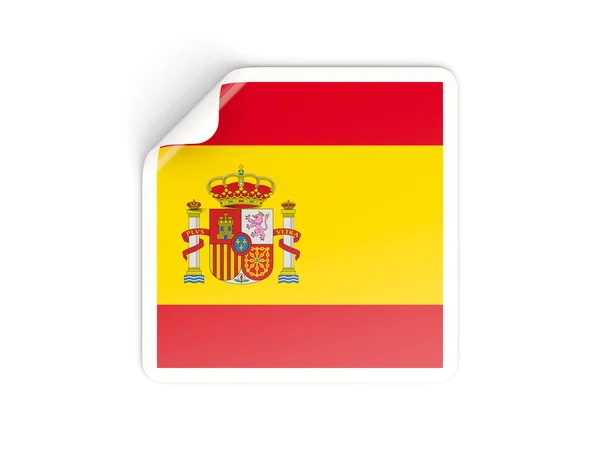 Vierkante sticker met de vlag van Spanje voeren — Stockfoto