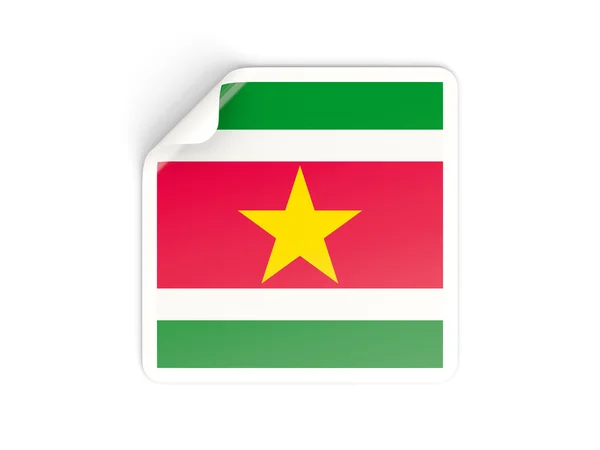 Etiqueta quadrada com bandeira de suriname — Fotografia de Stock