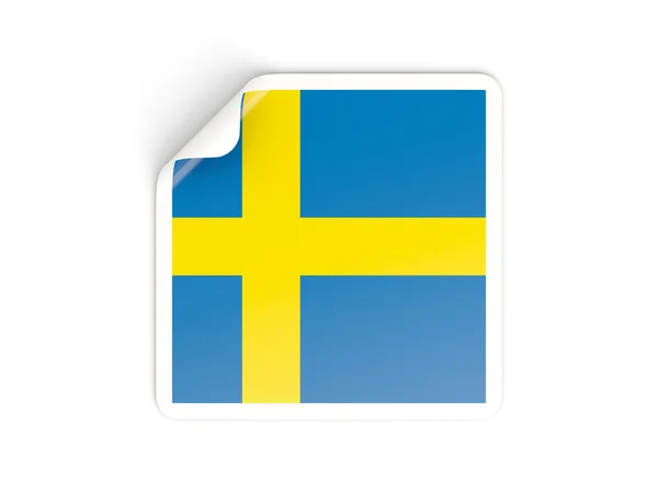 Etiqueta quadrada com bandeira da Suécia — Fotografia de Stock