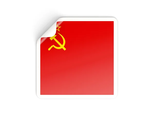 Etiqueta quadrada com bandeira de ussr — Fotografia de Stock