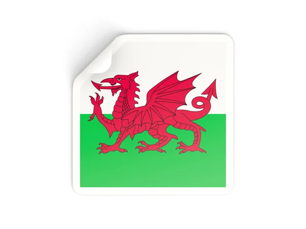 Vierkante sticker met vlag van wales — Stockfoto