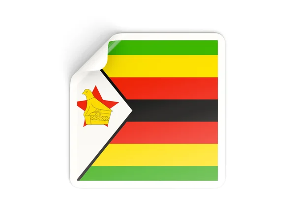 Adesivo quadrato con bandiera di zimbabwe — Foto Stock