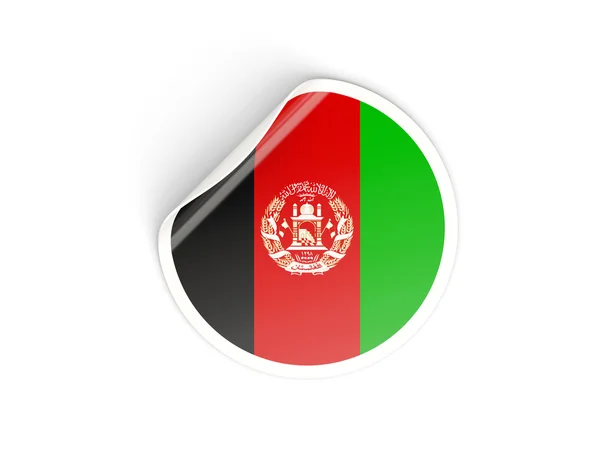 Round sticker with flag of afghanistan — Stock Photo, Image