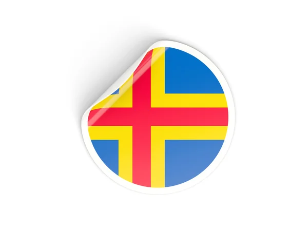 奥兰群岛旗帜与圆形贴纸 — 图库照片