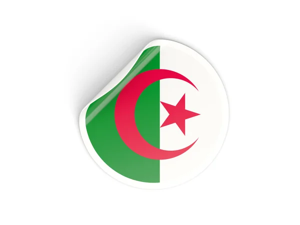 Adesivo redondo com bandeira de algeria — Fotografia de Stock