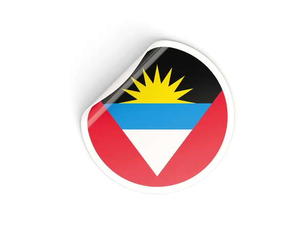 Round sticker with flag of antigua and barbuda — Stock Photo, Image