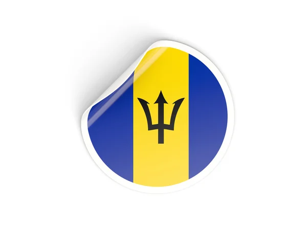 Barbados bayrağı ile yuvarlak etiket — Stok fotoğraf