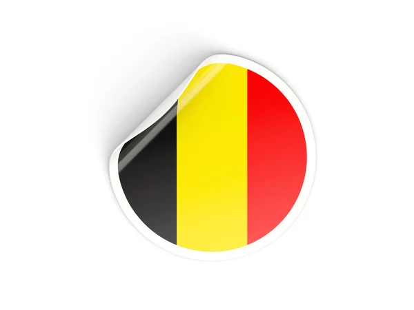 Rund klistermärke med belgisk flagg — Stockfoto