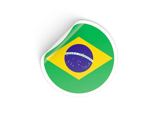 Ronde sticker met vlag van Brazilië — Stockfoto