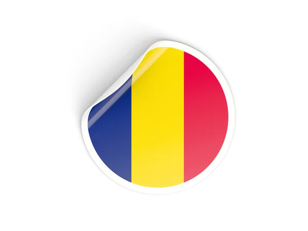 Autocollant rond avec drapeau du Tchad — Photo