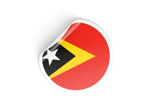 Pegatina redonda con bandera de Timor Oriental — Foto de Stock