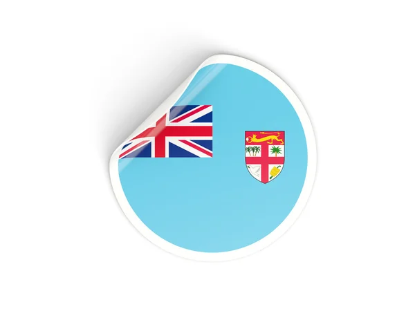 Rund klistermärke med flagga fiji — Stockfoto