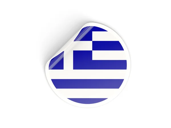 Στρογγυλό αυτοκόλλητο με τη σημαία της Ελλάδας — Φωτογραφία Αρχείου