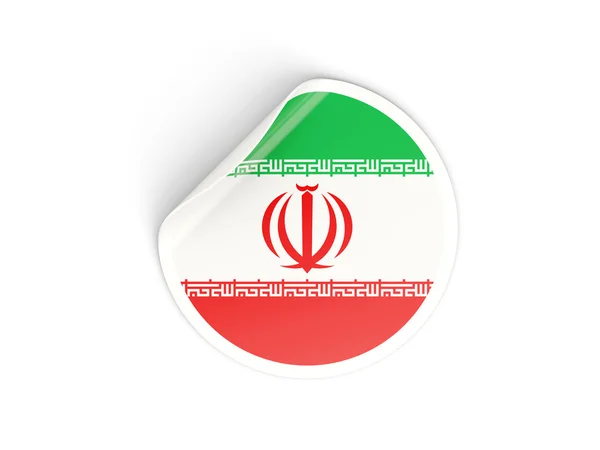 Ronde sticker met vlag van iran — Stockfoto