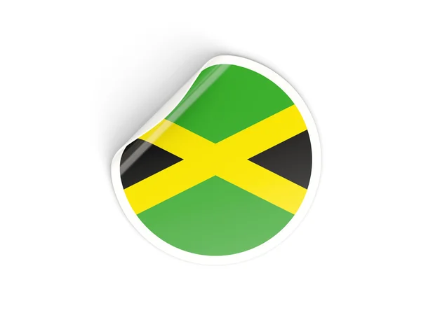 与牙买加国旗的圆形贴纸 — 图库照片