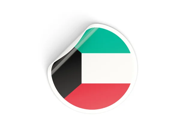 Adesivo redondo com bandeira do kuwait — Fotografia de Stock