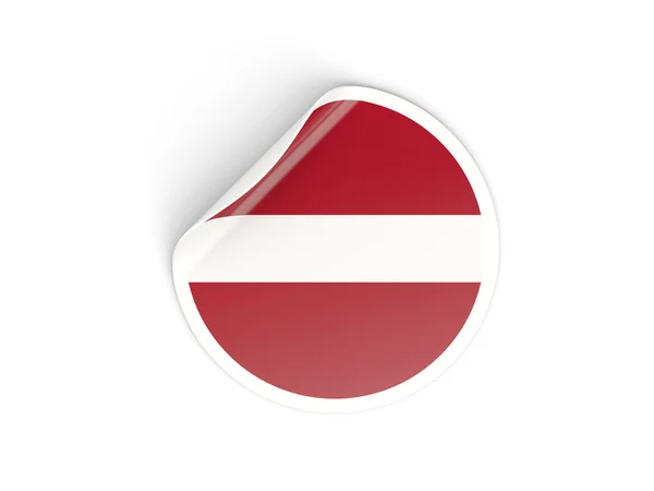 Adesivo redondo com bandeira de latvia — Fotografia de Stock