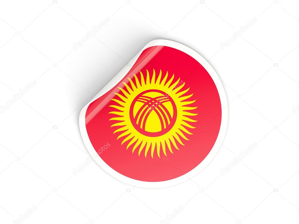 Round sticker with flag of kyrgyzstan
