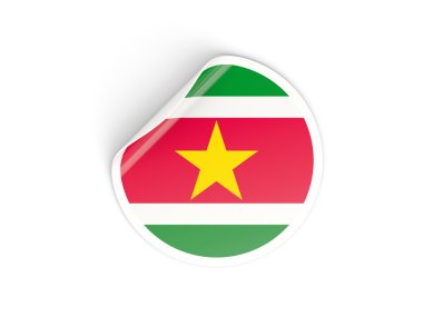 Surinam bayrağı ile yuvarlak etiket