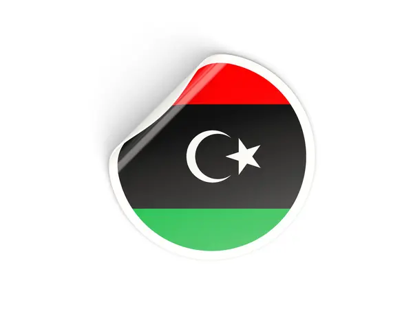 Adesivo rotondo con la bandiera di libya — Foto Stock
