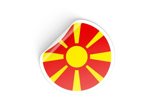 Round sticker with flag of macedonia — Stock Photo, Image