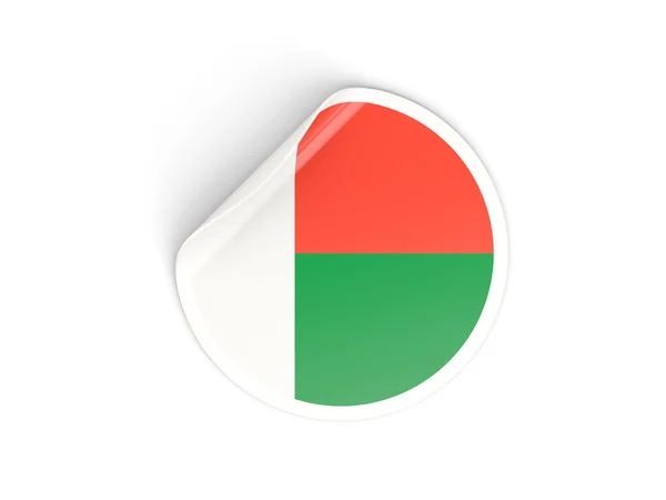 Kulatá samolepka s Madagaskarská vlajka — Stock fotografie