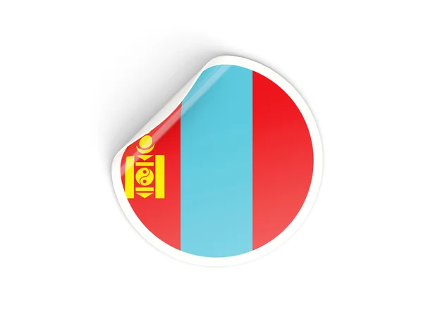 与蒙古国国旗的圆形贴纸 — 图库照片