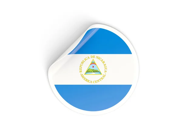 Pegatina redonda con bandera de nicaragua —  Fotos de Stock