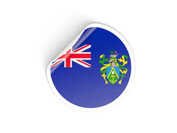 Rund klistermärke med Pitcairnöarnas flagga — Stockfoto
