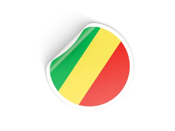 Adesivo redondo com bandeira da república do congo — Fotografia de Stock