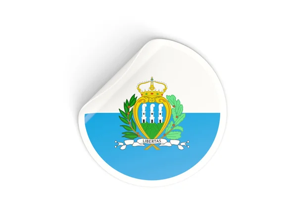 Rund klistermärke med flagga av san marino — Stockfoto