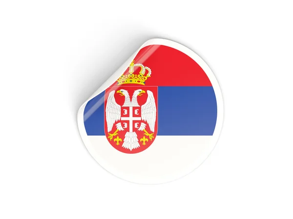 Adesivo redondo com bandeira da Sérvia — Fotografia de Stock