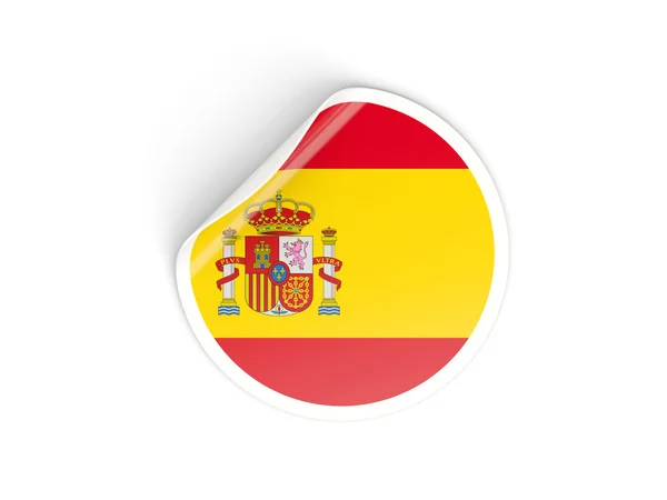 Круглая наклейка с флагом Испании — стоковое фото