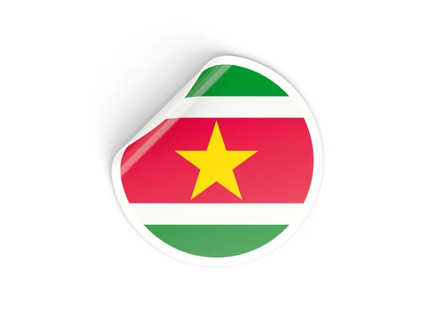 Round sticker with flag of suriname — Stock Photo, Image