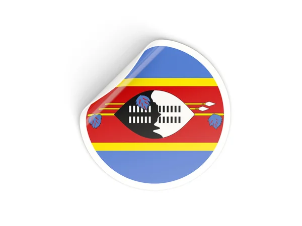 Adesivo redondo com bandeira da Suazilândia — Fotografia de Stock