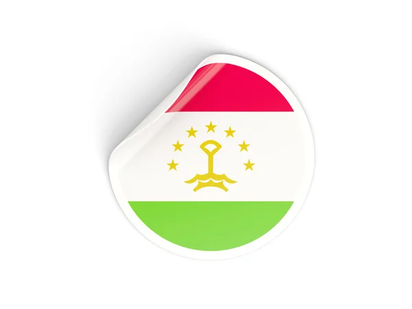 Round sticker with flag of tajikistan — Stock Photo, Image