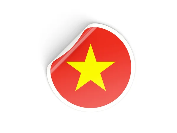 Rund klistermärke med flagga i vietnam — Stockfoto