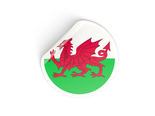 Ronde sticker met vlag van wales — Stockfoto